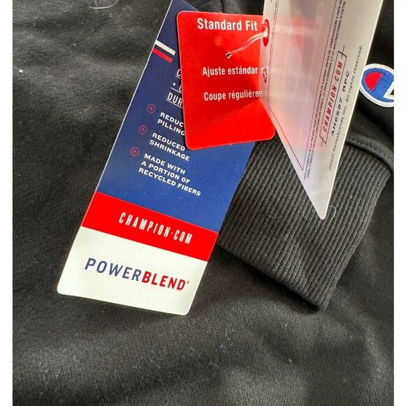Champion Mens Power Blend Standard Fit Fleece Crewneck Sweatshirt Black XS - Picture 6 of 13